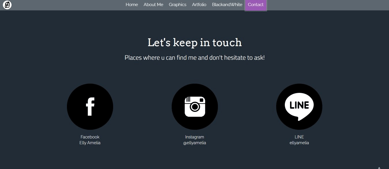 Contatti social pagina di Elly Amelia Contatti social pagina di Elly Amelia